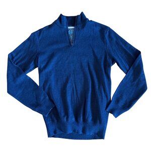 Robert Graham Luxurious Knit Mens Blue Half Zip Mock Neck Sweater Small #1526118